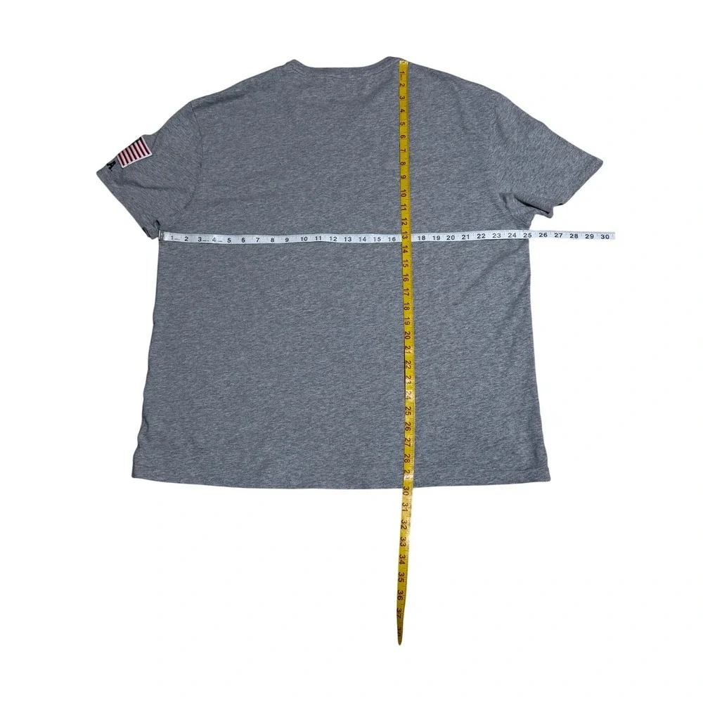 Polo Ralph Lauren Mens XL Classic Fit Gray T-Shirt USA Flag Logo Applique Cotton